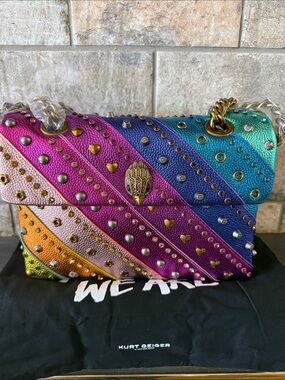 Kurt Geiger Kensington Rainbow Studded Leather Shoulder Bag